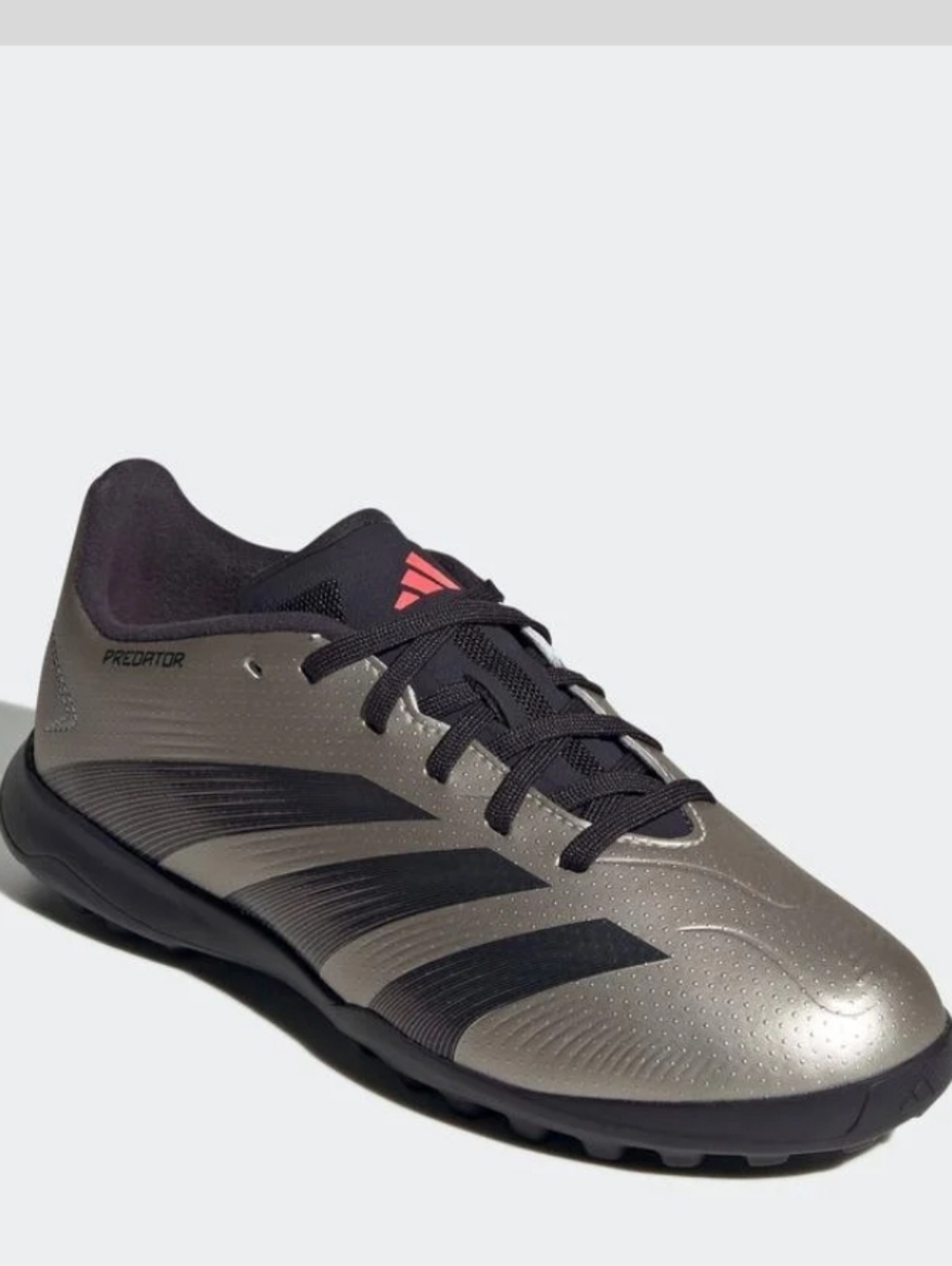 adidas Predator Club Turf Soccer Shoes | Platinum Metallic-Aurora Black Turbo